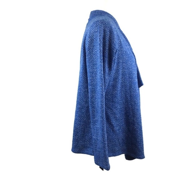Karl Lagerfeld Paris Blue Open Front Drape Waterfall Cardigan Sweater Me… - Picture 3 of 7